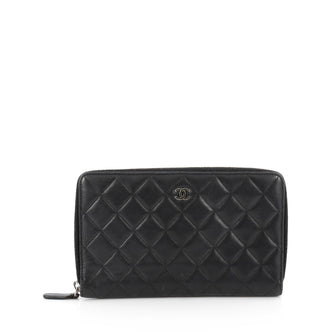 Chanel Zip Around Organizer Wallet Quilted Lambskin Large Black 1838907