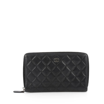 Chanel Zip Around Organizer Wallet Quilted Lambskin Large Black 1838907