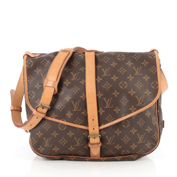 Louis Vuitton Saumur Handbag Monogram Canvas 35 Brown