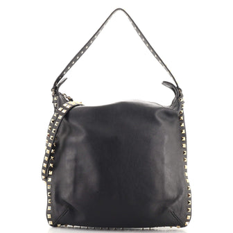 Valentino Garavani Rockstud Flat Hobo Soft Leather Small