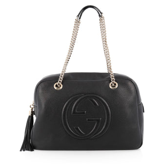 Gucci Soho Chain Zipped Shoulder Bag Leather Medium Black