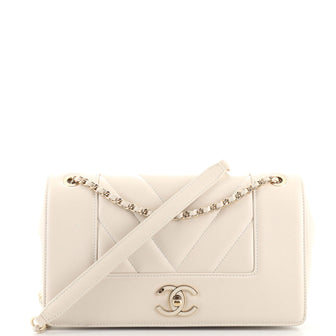 Chanel Mademoiselle Vintage Flap Bag Chevron Sheepskin Medium