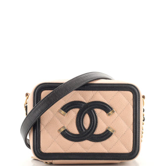 Chanel Pink Caviar Small CC Filigree Vanity Case Gold Hardware