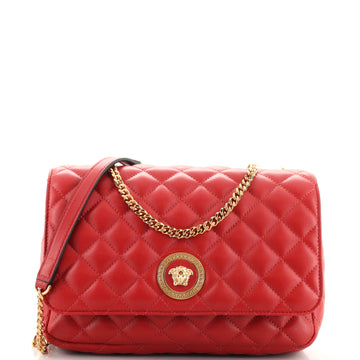 Versace Medusa Icon Flap Shoulder Bag Quilted Leather Medium