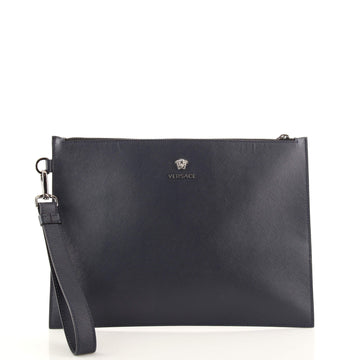 Versace Logo Medusa Wristlet Pouch Leather Medium