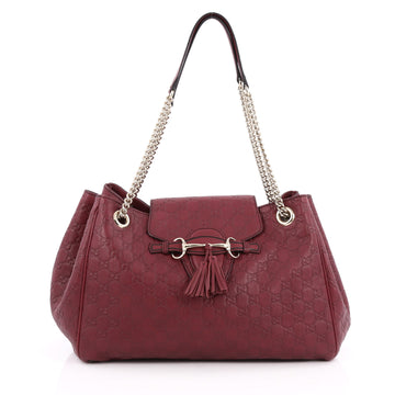 Gucci Emily Flap Shoulder Bag Guccissima Leather Large Red