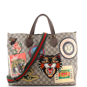Gucci Courrier Convertible Soft Open Tote GG Coated Canvas with Applique Large
