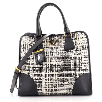Prada Convertible Shopping Tote Tweed with Saffiano Large