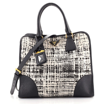 Prada Convertible Shopping Tote Tweed with Saffiano Large