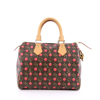 Louis Vuitton Speedy Handbag Limited Edition Cerises 25 Brown