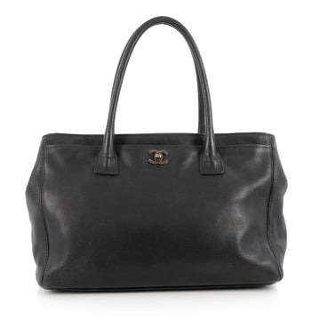 Chanel Cerf Executive Tote Leather Medium Black
