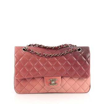 Chanel Classic Double Flap Bag Ombre Quilted Lambskin Medium Pink