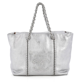 Chanel Luxe Ligne ZIp Top Tote Calfskin Large Silver
