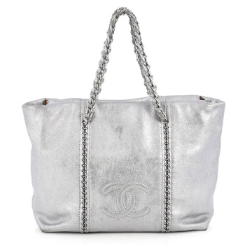 Chanel Luxe Ligne ZIp Top Tote Calfskin Large Silver