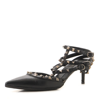 Valentino Garavani Women's Rockstud Caged Ankle Strap Pumps Leather 65