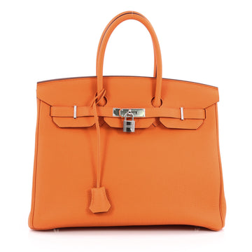 Hermes Birkin Handbag Orange Togo with Palladium Hardware 35 Orange