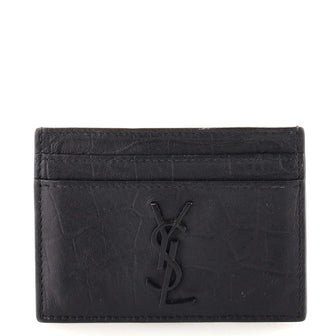Saint Laurent Classic Monogram Card Holder Crocodile Embossed Leather