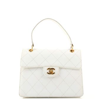 Chanel Vintage CC Flap Shoulder Bag Stitched Caviar Small