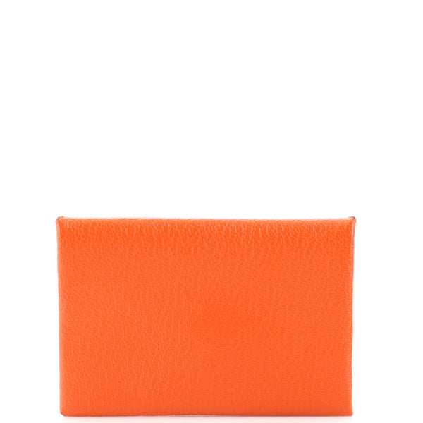 Only 450.00 usd for Hermes Calvi Card Holder Terre Cuite Ostrich