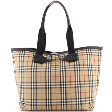 Burberry Austen Tote Bag Vintage Check Canvas Large