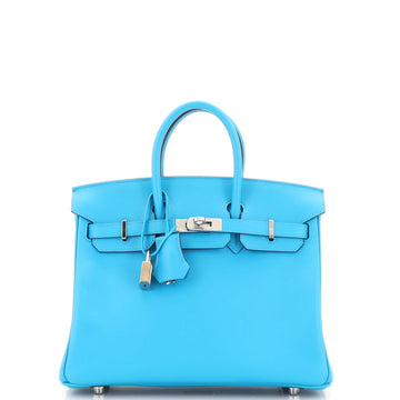 Hermes Birkin Handbag Blue Swift with Palladium Hardware 25