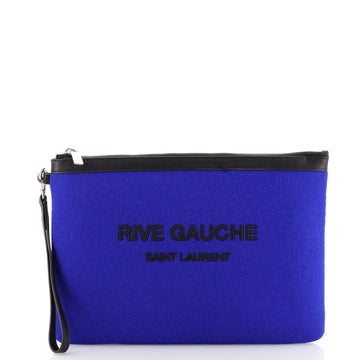 Saint Laurent Rive Gauche Pouch Embroidered Wool Medium