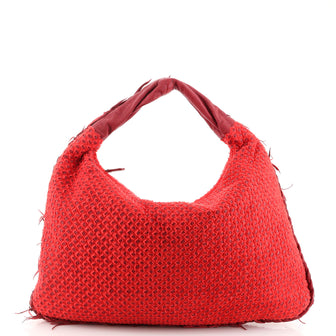 Bottega Veneta Veneta Hobo Distressed Intrecciato Nappa with Frayed Detail Large