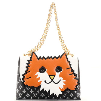 Louis Vuitton Orange Cat Shoulder Bag Limited Edition Grace Coddington Epi  Leather and Catogram Canvas Black 184294256