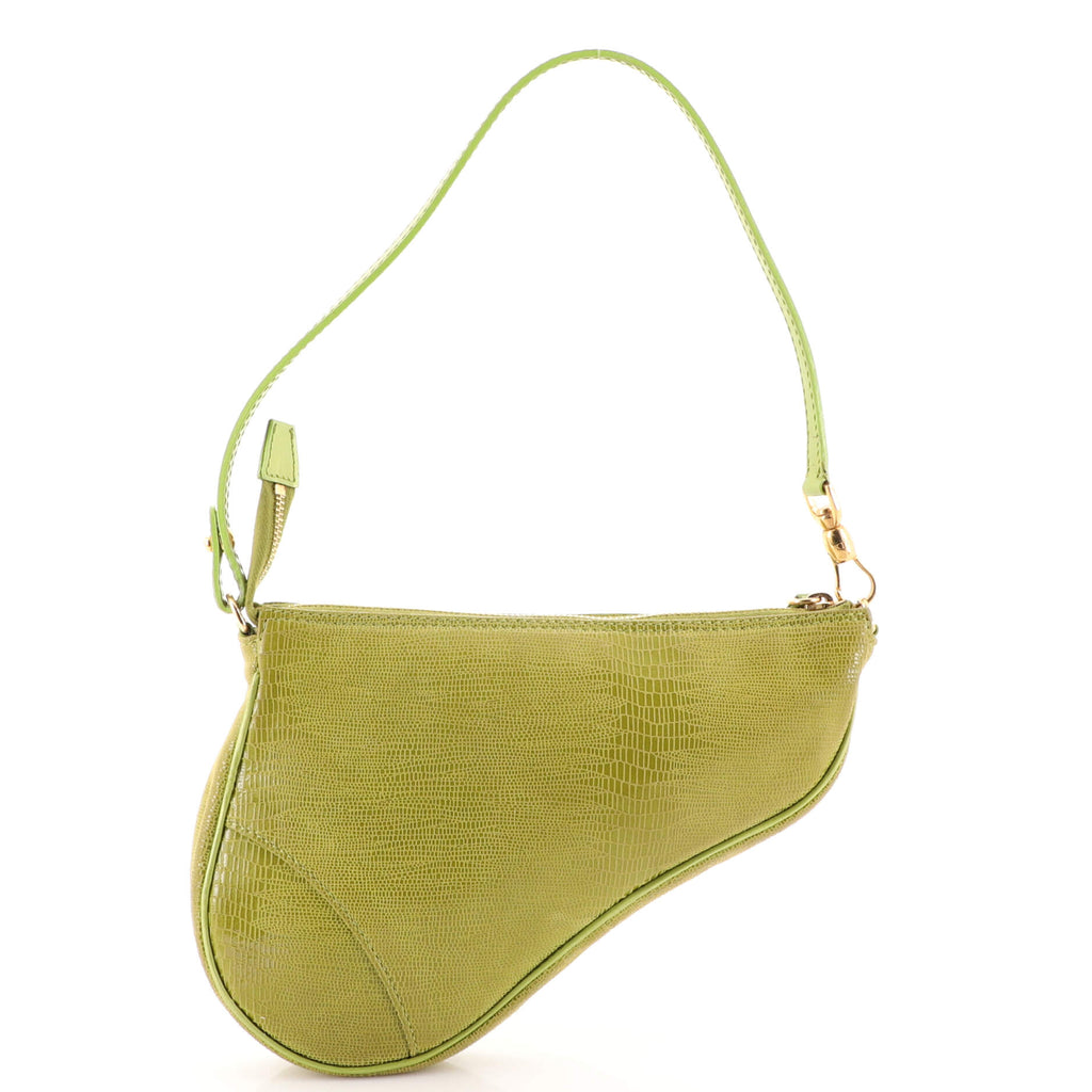 Christian Dior Vintage Saddle Bag Lizard Embossed Leather Mini