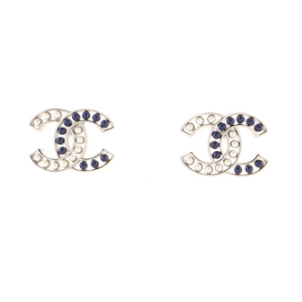 Chanel CC Stud Earrings Metal with Beads and Faux Pearls