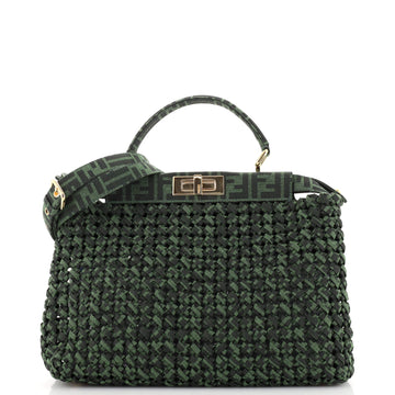 Fendi Peekaboo Bag Woven Zucca Canvas Regular