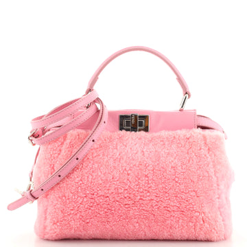 Fendi Peekaboo Bag Printed Shearling and Leather Mini