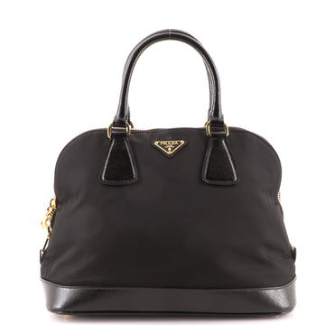 Prada Lux Dome Satchel Tessuto with Vernice Saffiano Leather