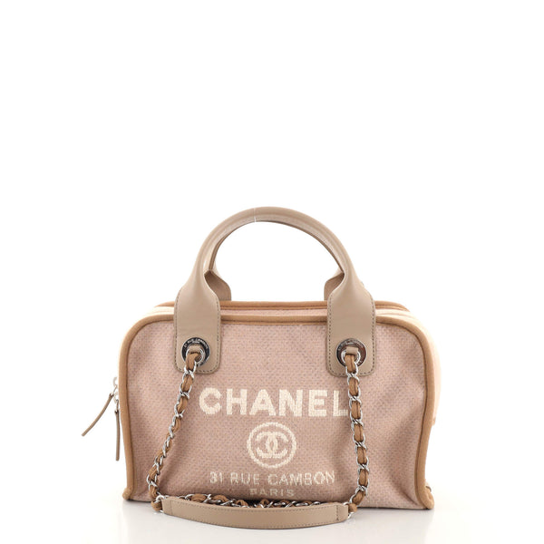 Chanel Deauville Bowling Bag Canvas Small Neutral 18429429