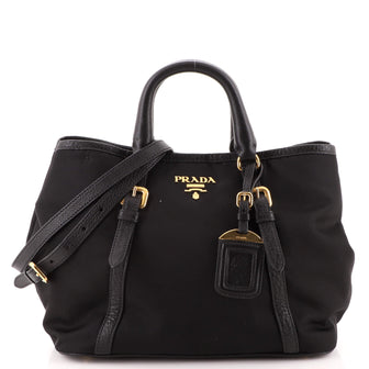 Prada Convertible Belted Logo Tote Tessuto Medium