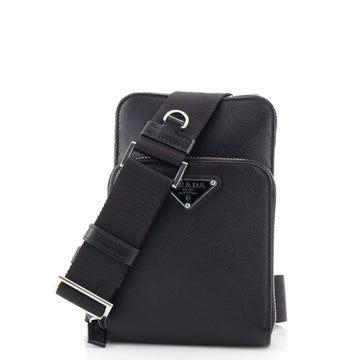 Prada Zip Phone Holder Crossbody Bag Saffiano Leather