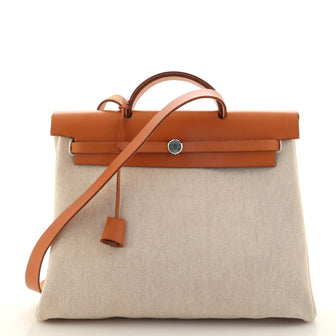 Hermes Herbag Toile and Leather MM