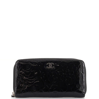 Chanel Zip Around Wallet Camellia Patent