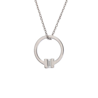 Tiffany & Co. T Circle Pendant Necklace 18K White Gold with Diamond