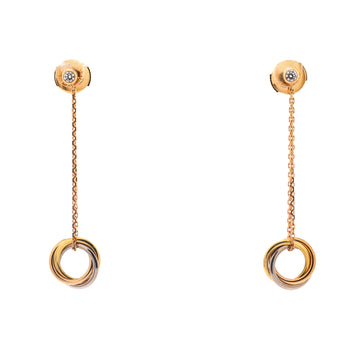 Cartier Trinity Diamond Drop Earrings 18K Tricolor Gold