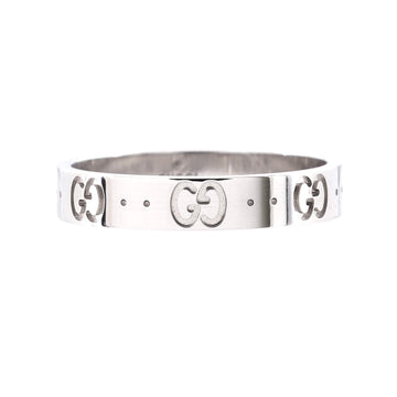 Gucci Icon Band Ring 18K White Gold 4mm