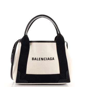 Balenciaga Navy Cabas Canvas and Leather XS