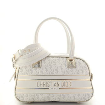 Christian Dior Vibe Zip Bowling Bag Oblique Perforated and Embossed Calfskin Medium