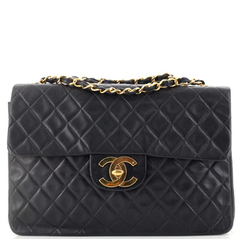 Chanel Vintage Classic Single Flap Bag Quilted Lambskin Maxi