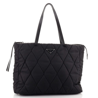 Prada Bomber Convertible Tote Quilted Tessuto Medium