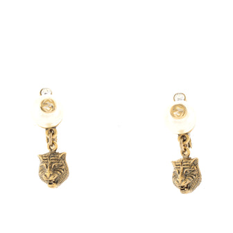 Gucci Feliine Drop Earrings Metal with Crystals and Faux Pearls