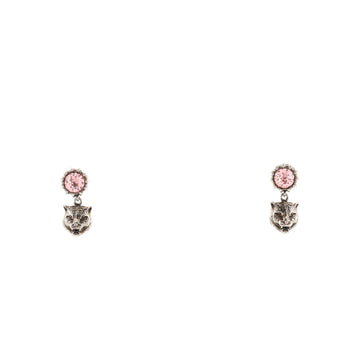 Gucci Feline Head Drop Earrings Metal with Crystal