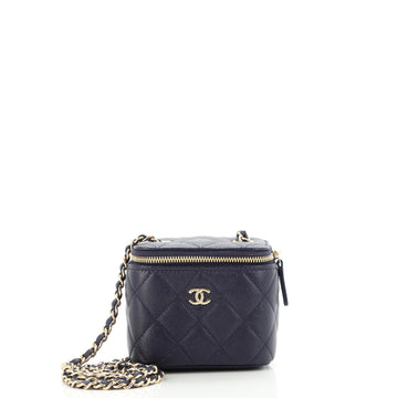 Chanel Classic Vanity Case with Chain Quilted Caviar Mini