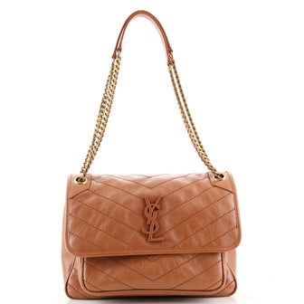 Saint Laurent Niki Chain Flap Bag Matelasse Chevron Leather Medium