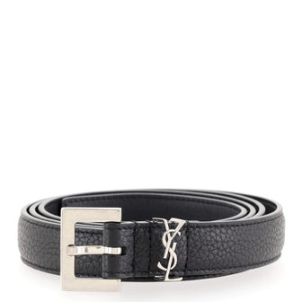 Saint Laurent Classic Monogram Square Buckle Belt Leather Thin